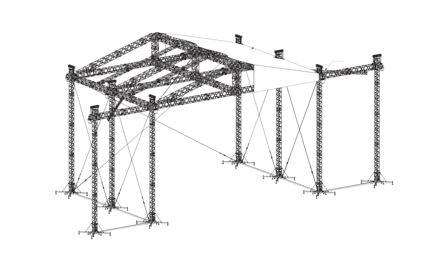 Крыша сцены. Ферма Prolyte s52sv/s52v. Prolyte St Roof. Prolyte s52sv 2,40m - Black. Сценические фермы чертеж.