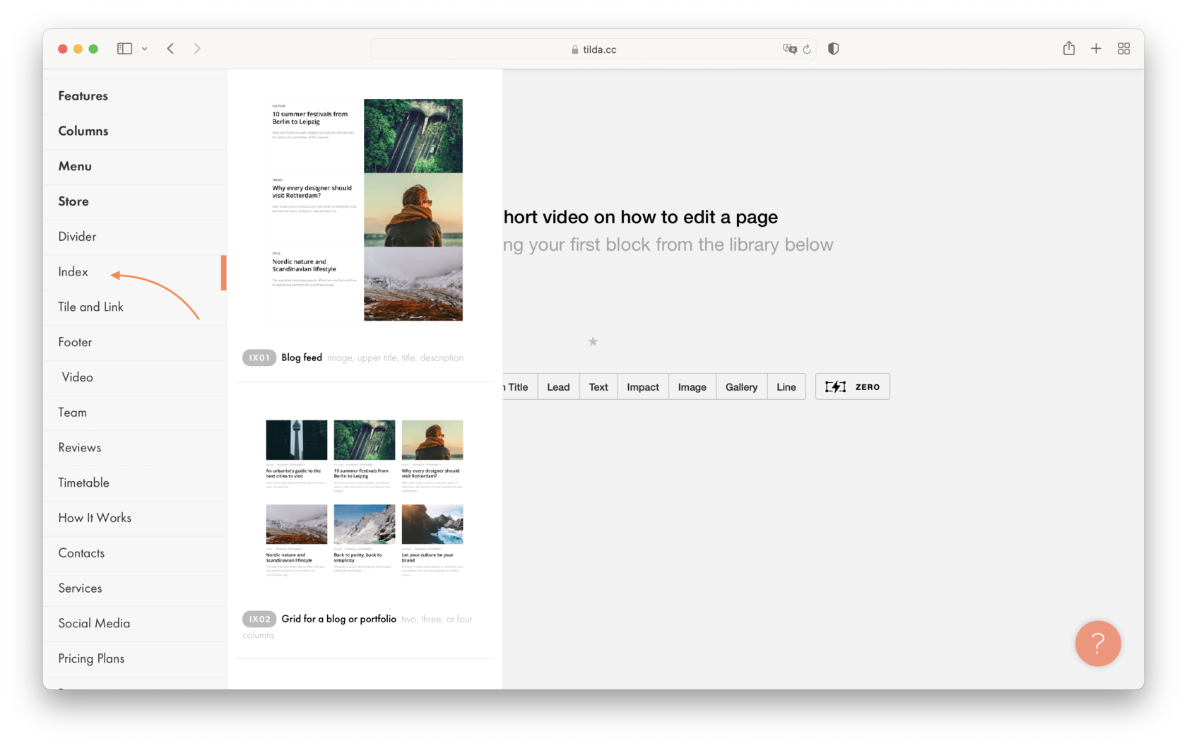 List of Posts or Index Page │ Tilda Help Center