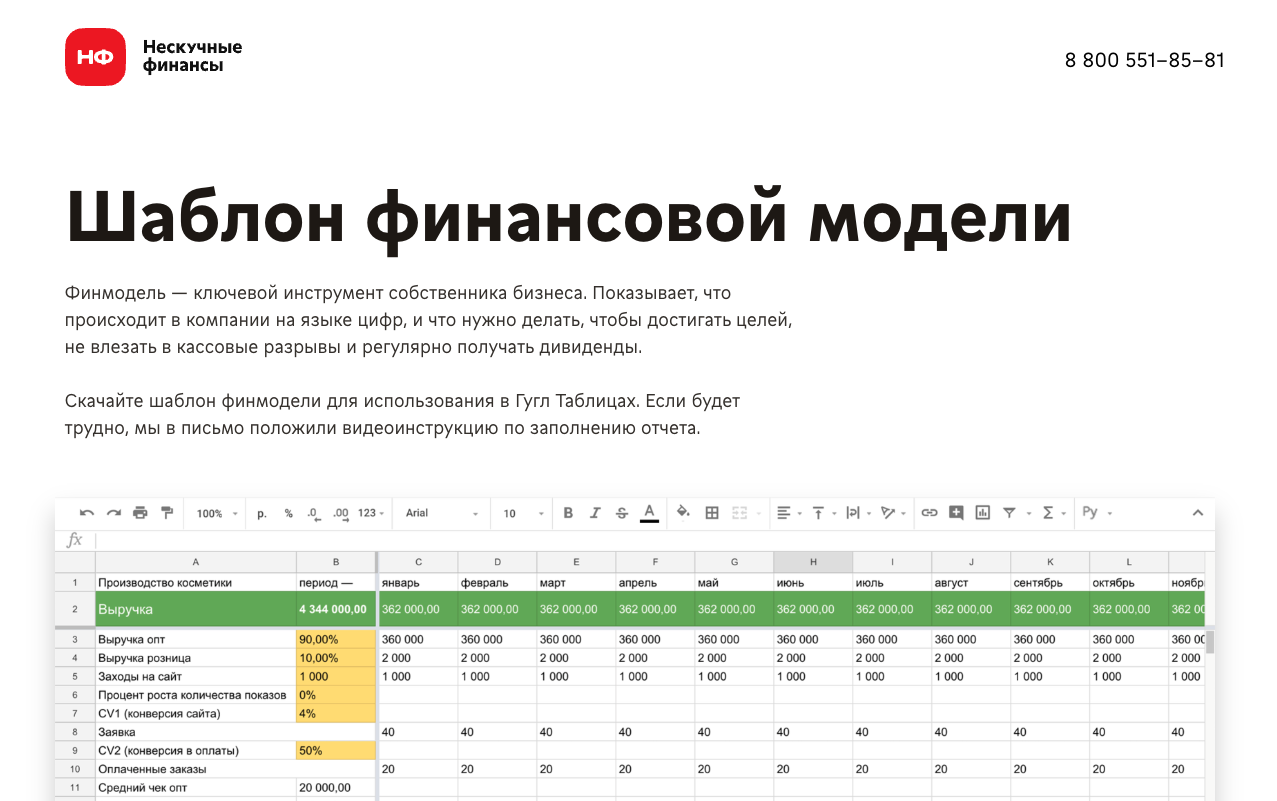 Фин модель проекта