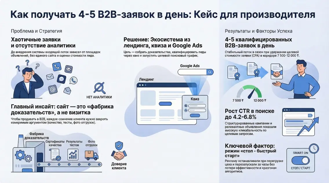 Инфографика: Как получать 4-5 заявок в день - Кейс Метриум для производителя