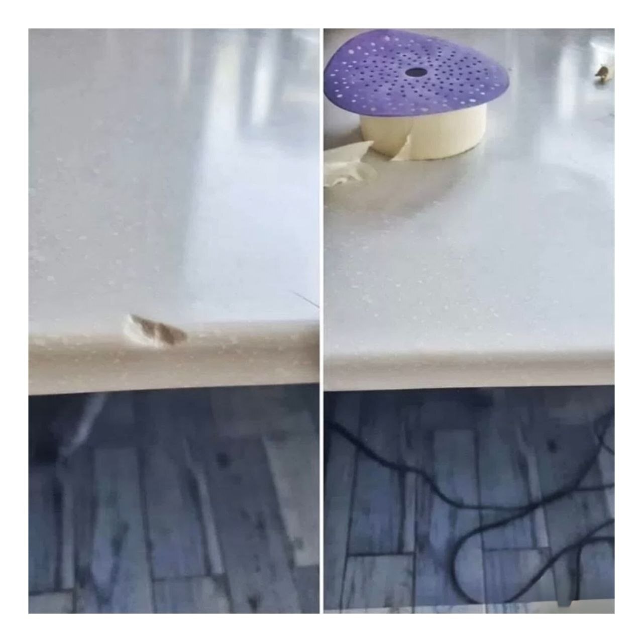 Ремонт скола на светлой столешнице