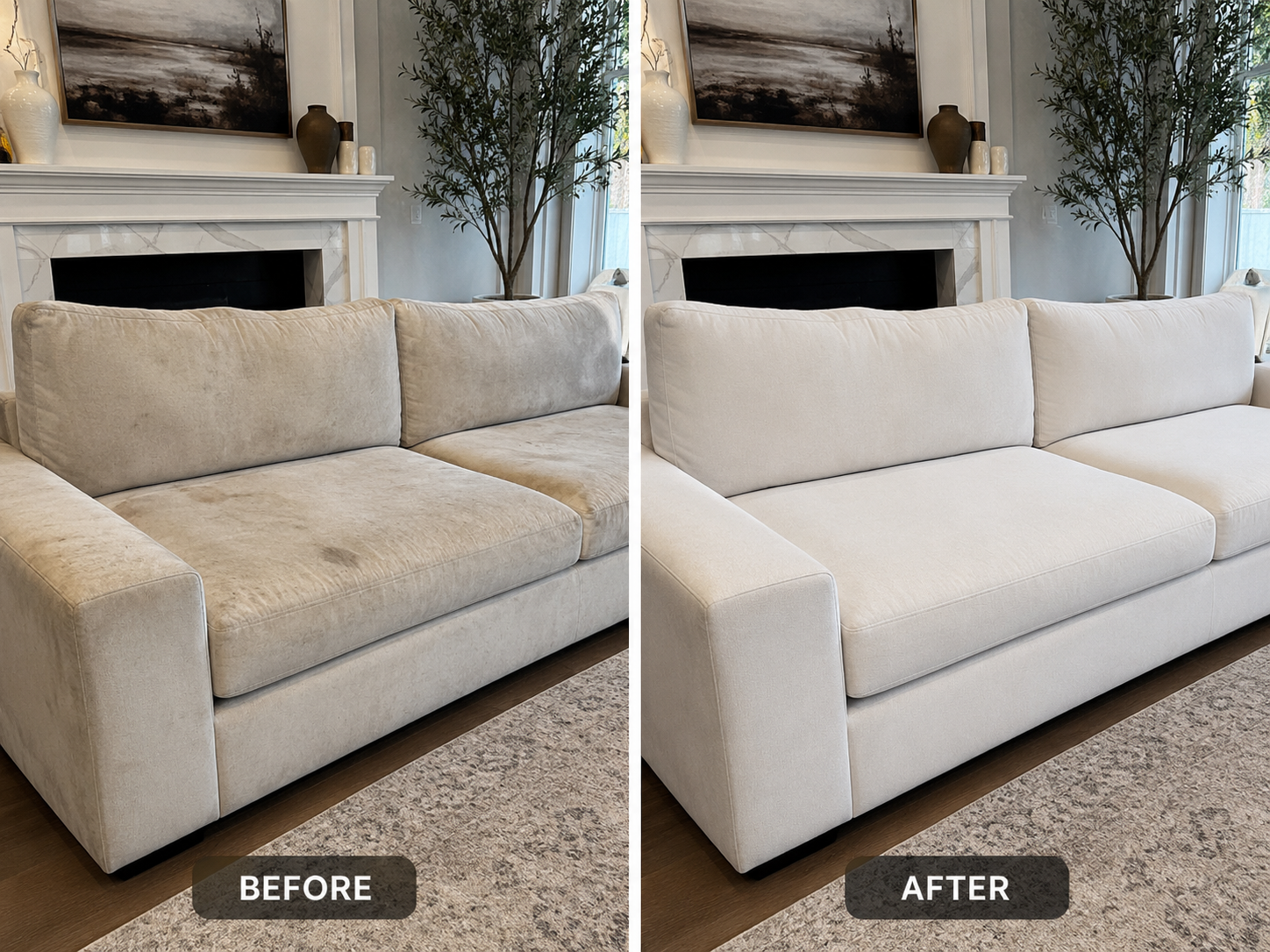 Upholstery cleaning result — Broward County