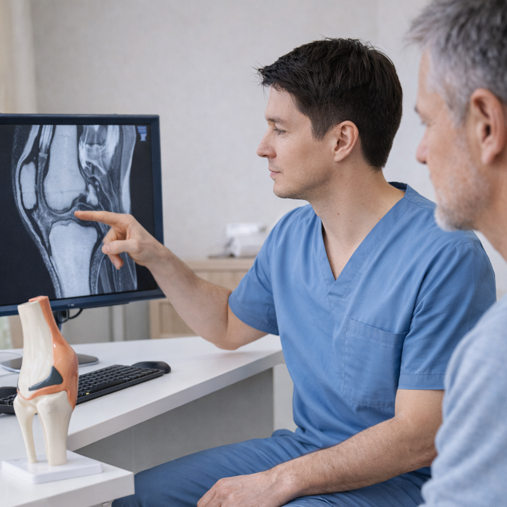 Травмы на лыжах: врач показывает МРТ колена после падения