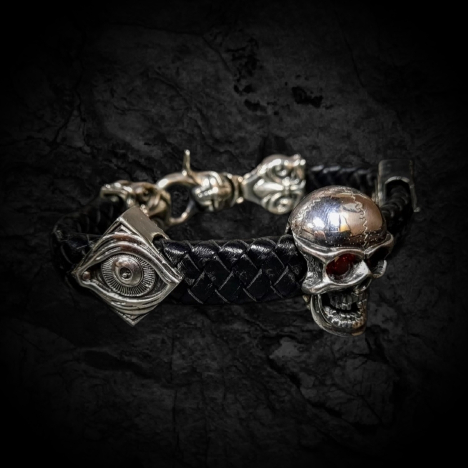 кожаный браслет с серебром, кожаный браслет мужской с серебром, кожаный браслет на руку с серебром