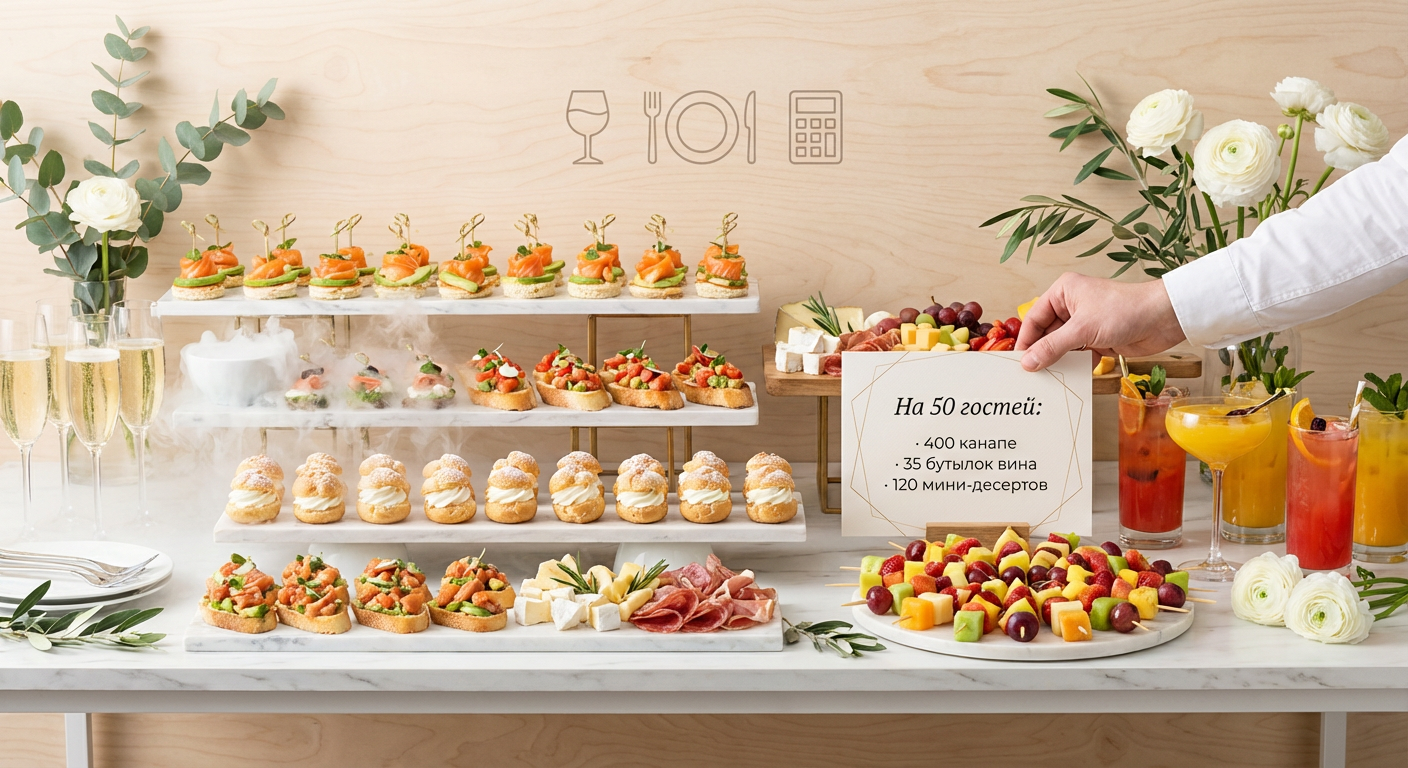 Фуршетный стол с закусками