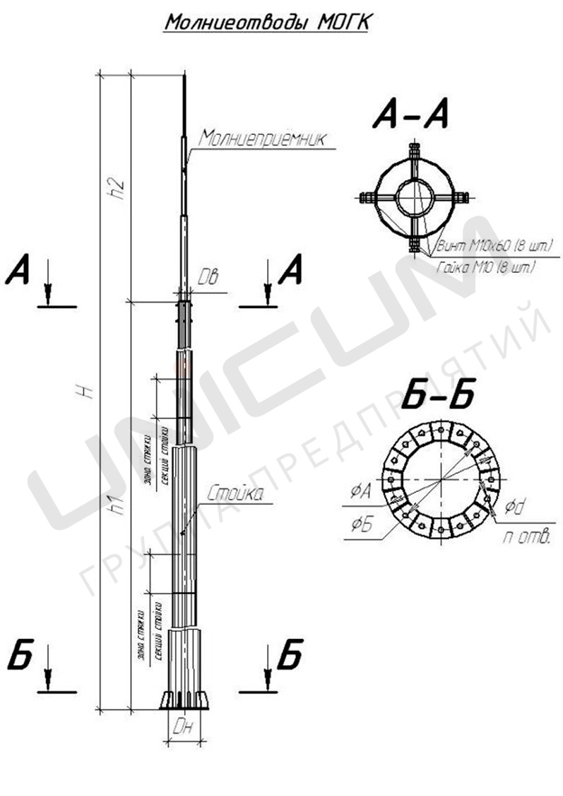 Молниеотвод могк 25 чертеж