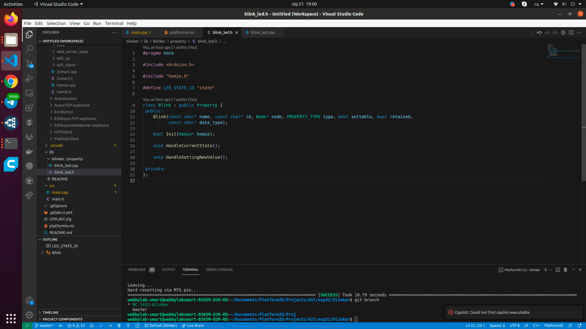 Editing the blink_led.h file