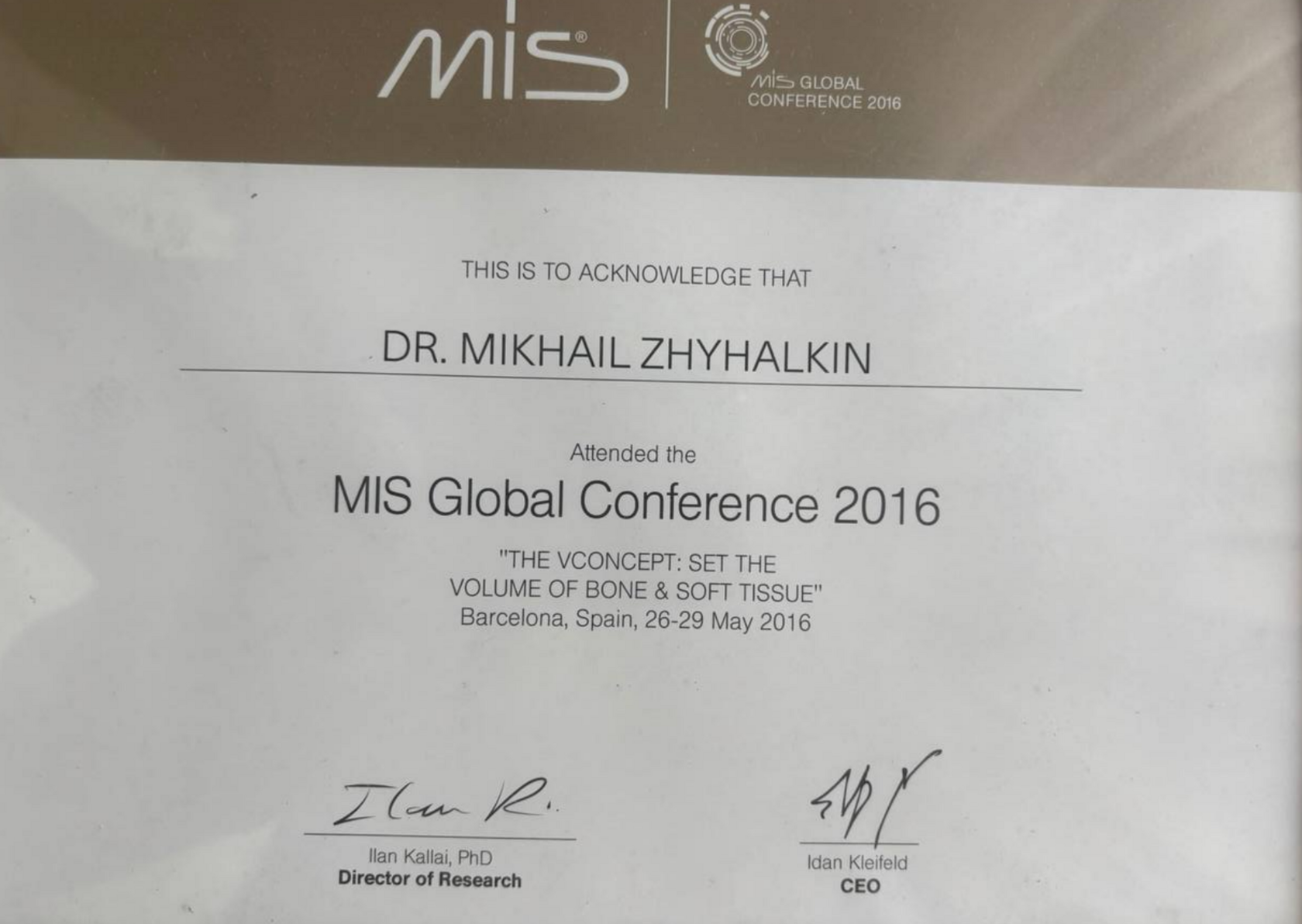 Сертификат участника MIS Global Conference
