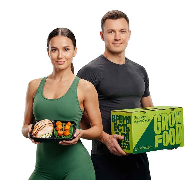 Мужчина и женщина с едой Grow Food