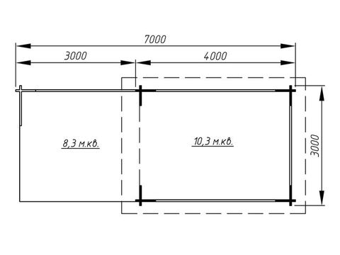 План беседки 3 Площадь: 21 м² Размер: 3х7 м