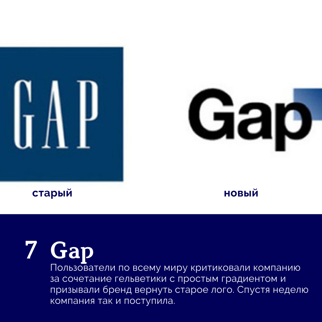 Один из самых громких дизайн-провалов — создание Gap нового логотипа