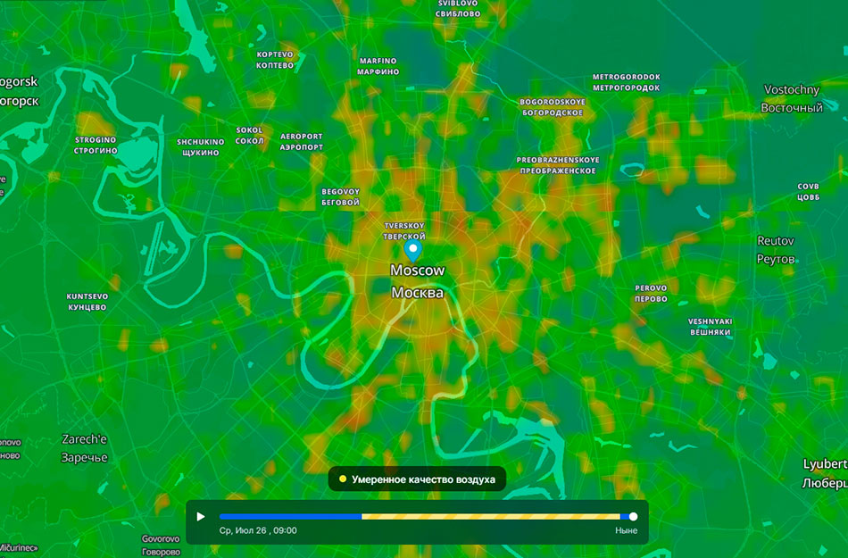 Карта качества воздуха в москве