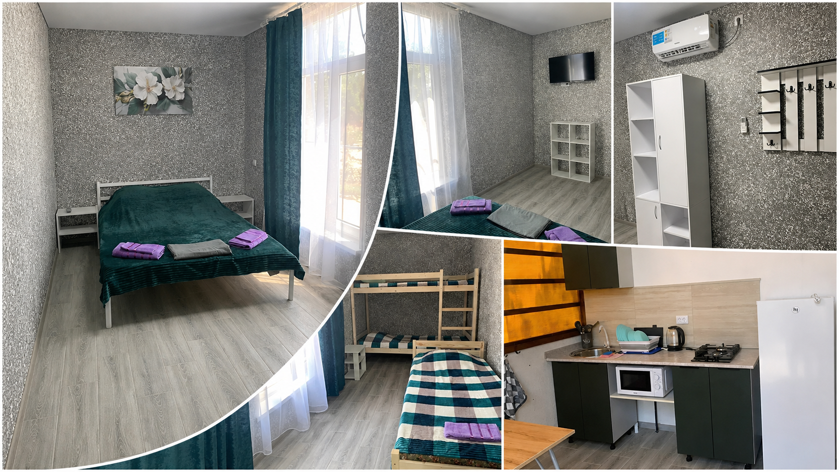 Фото-коллаж интерьера домика для 5-ти гостей в гостевом доме Семья в Должанской