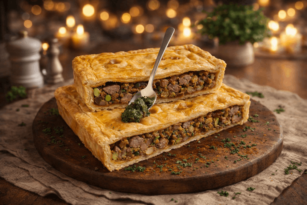 Пирог с бараниной и чатни