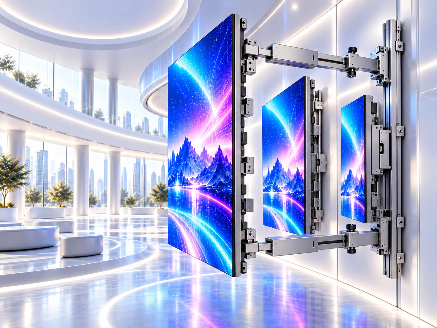Настенное крепление AL-WM-18-9 для рельефного LED-экрана в интерьере