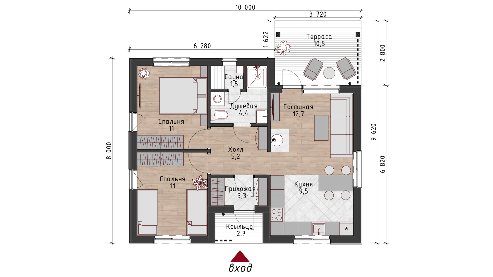 Дом ТИП 1-1с-74 план