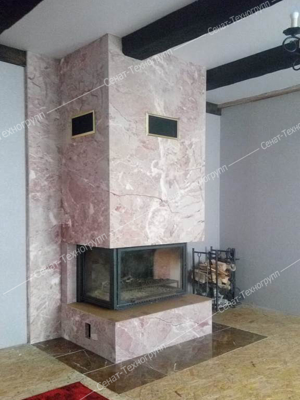 Гибкий камень для печи в деревянном доме