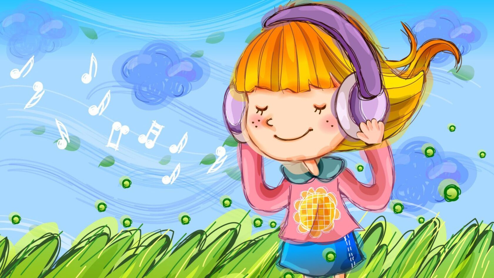 Музыкальное лето в детском саду. Слушание музыки дети. Волшебный мир звуков. Мультяшные дети.