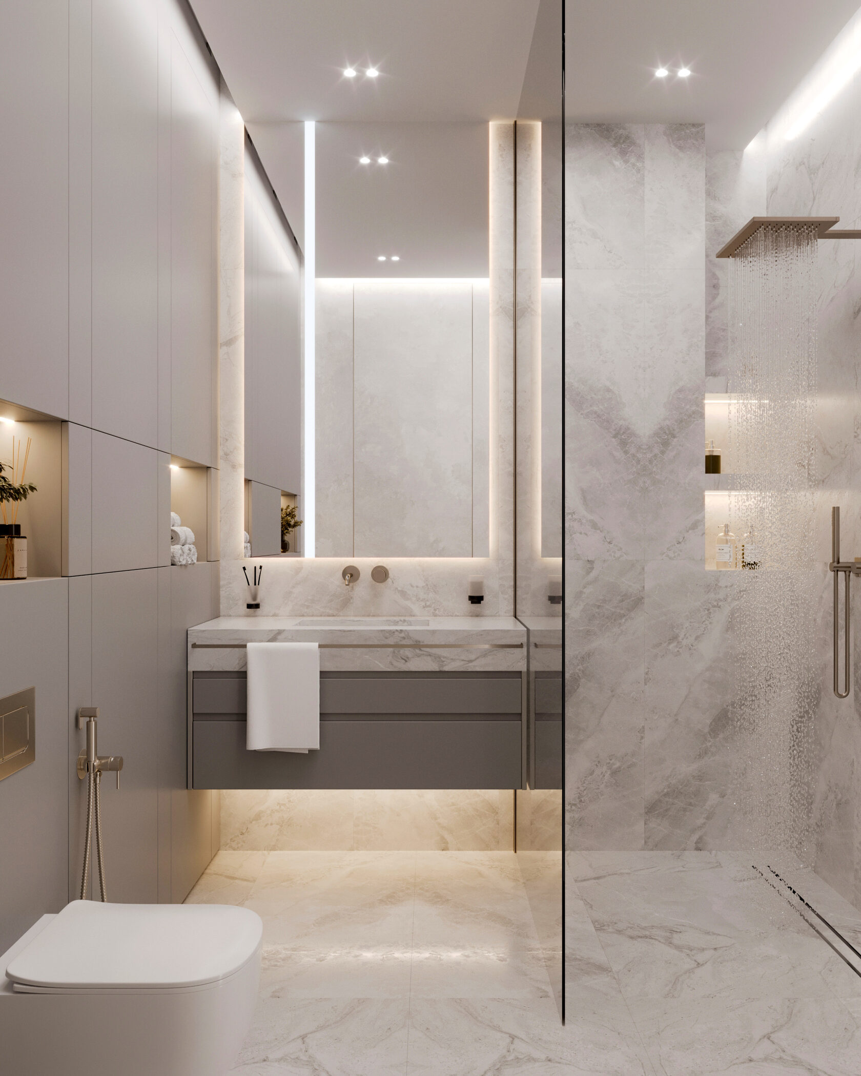 Дизайн гостевого санузла с легким современным интерьером