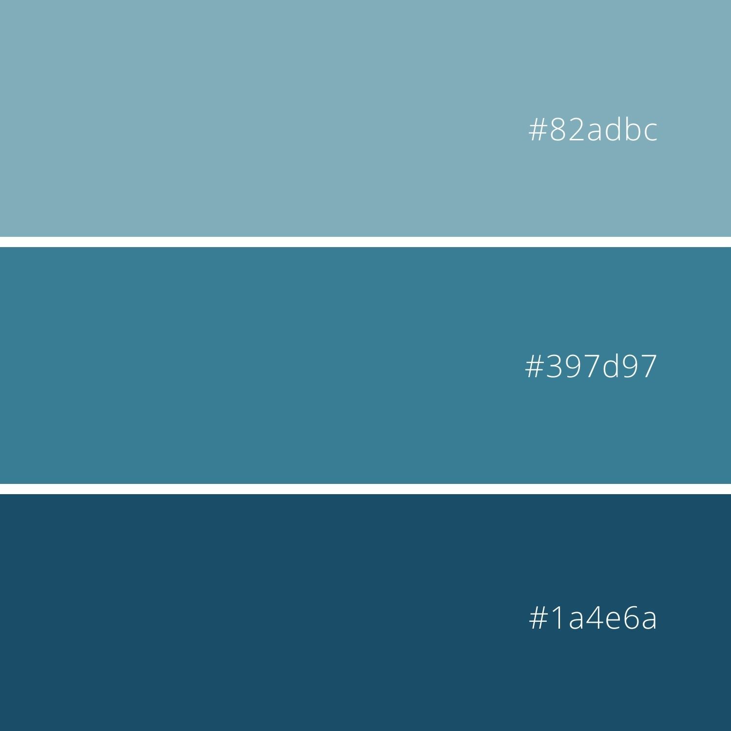 3 blue ocean colors with HEX codes