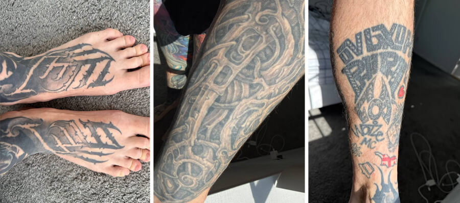 How to Make Your Tattoo Look Good for Decades, Before and after tattoo aging comparison showing a full back tattoo fresh 15 years ago versus today. Large butterfly back tattoo with black and gray realism demonstrating long-term ink retention, healed tattoo quality, and how a professionally done tattoo ages over time, 469