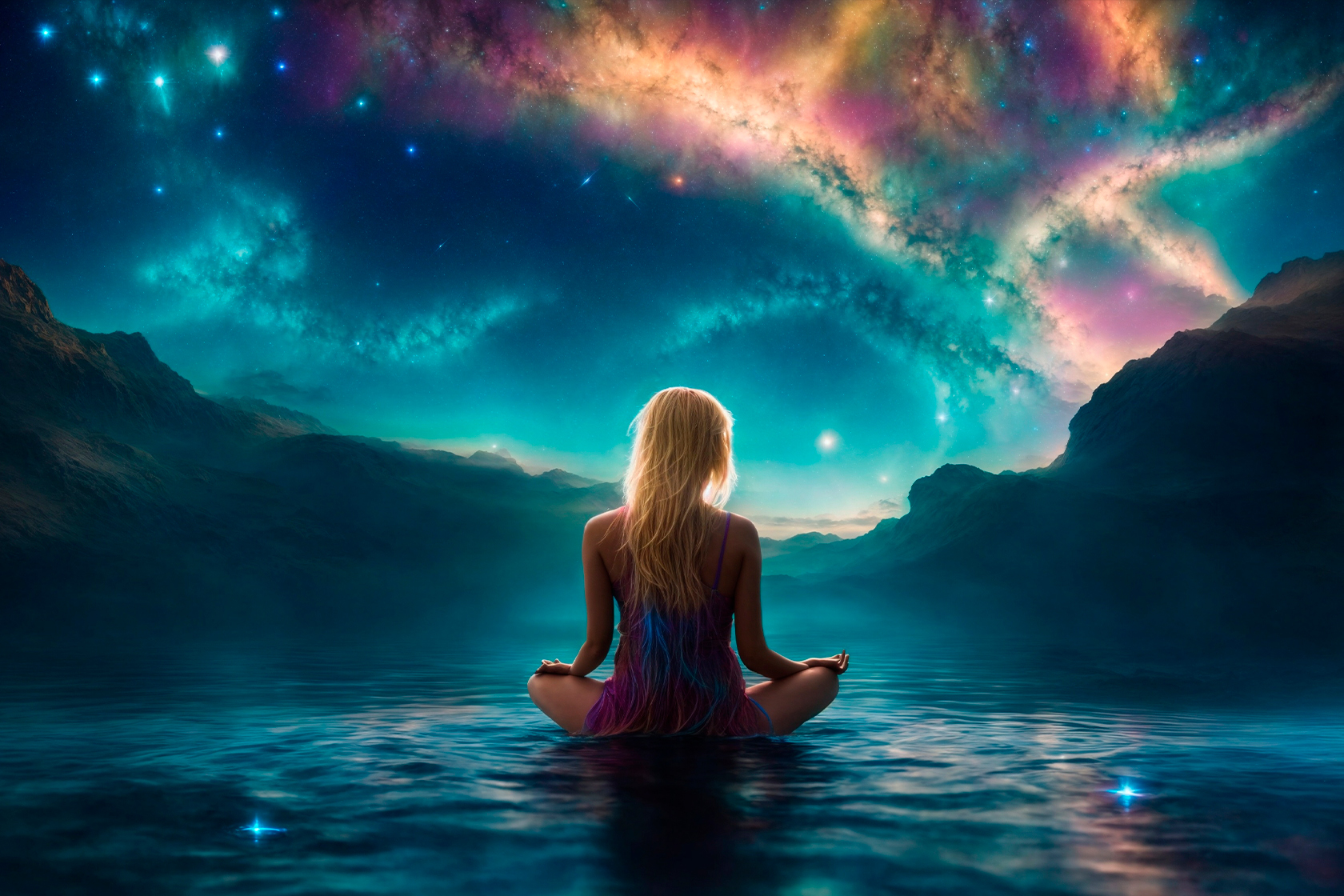 Медитация, девушка и вселенная