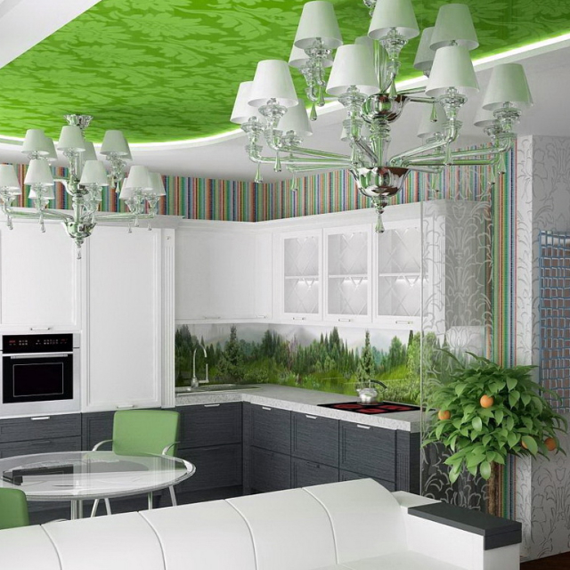 Матовый потолок в гостиной