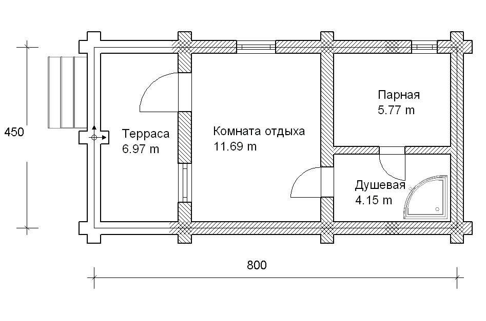 Оптимальный размер бани с комнатой отдыха для 2 человек