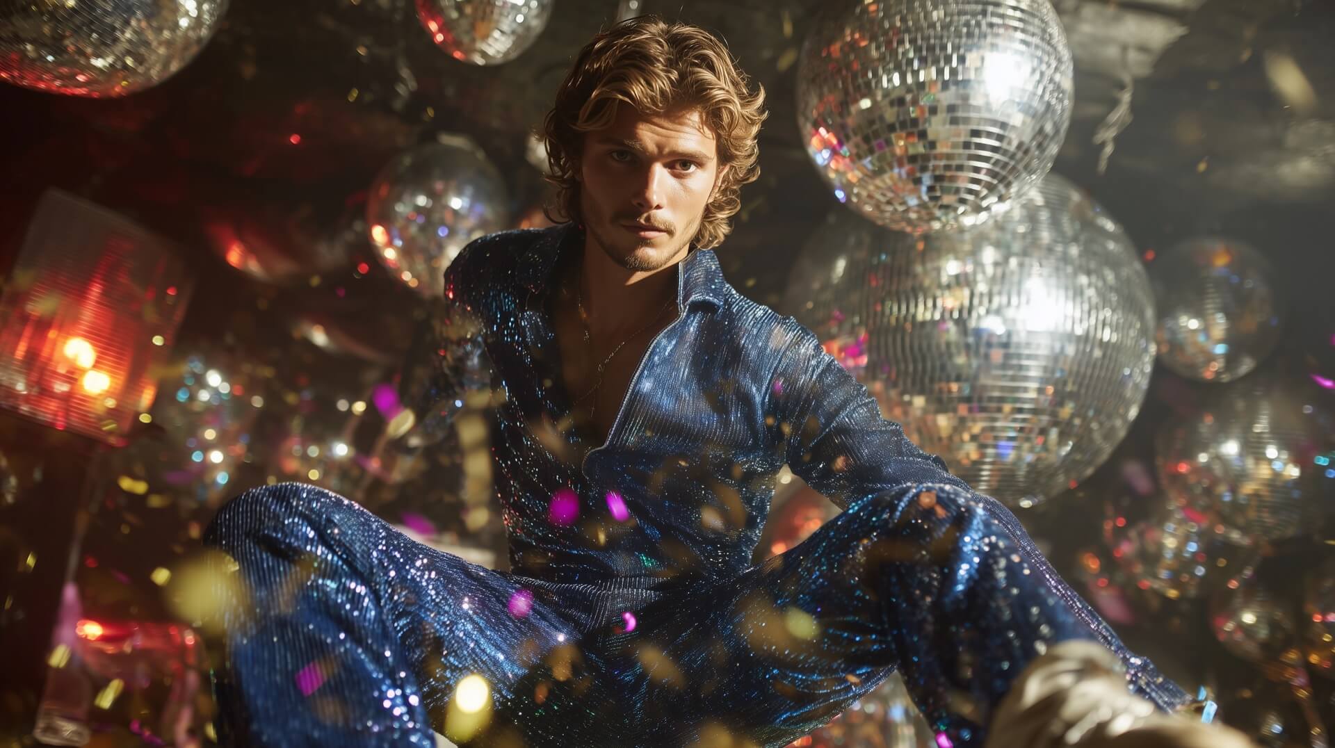 Мужчина (Ваня) на дне рождения, окруженный всей семьей (тесть, теща, жена, дети), которая его обожает.