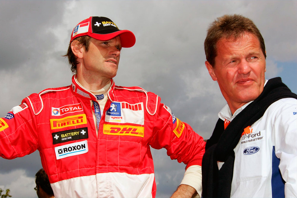 Владелец M-Sport Малкольм Уилсон и пилот Peugeot Маркус Гронхольм, ралли Германия 2005/Фото: Sutton Images