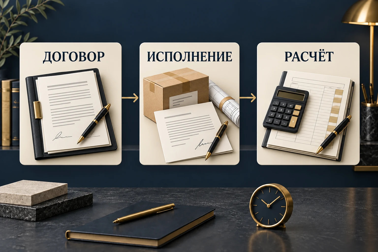 Концептуальная схема доказательств долга компании: договор, исполнение и расчёт задолженности