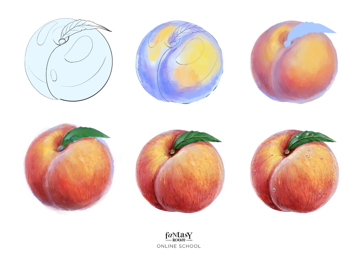Як намалювати персик у Procreate покроково