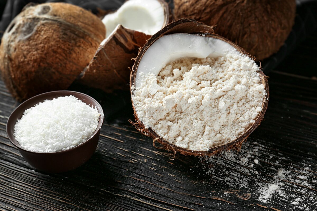 кокосовое молоко, кокосовое молоко польза, сухое кокосовое молоко, кокосовая мука, кокосовая мука рецепты, кокосовая стружка