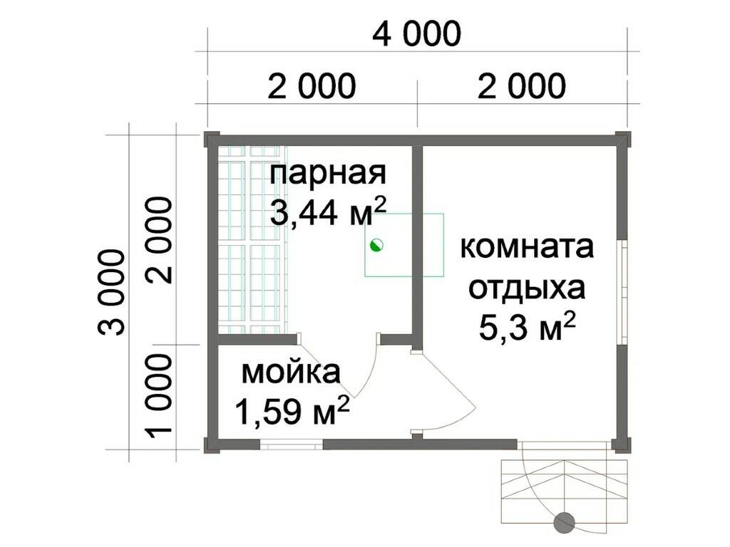 Проект бани 3х4 из бруса с чертежами Каркасные бани