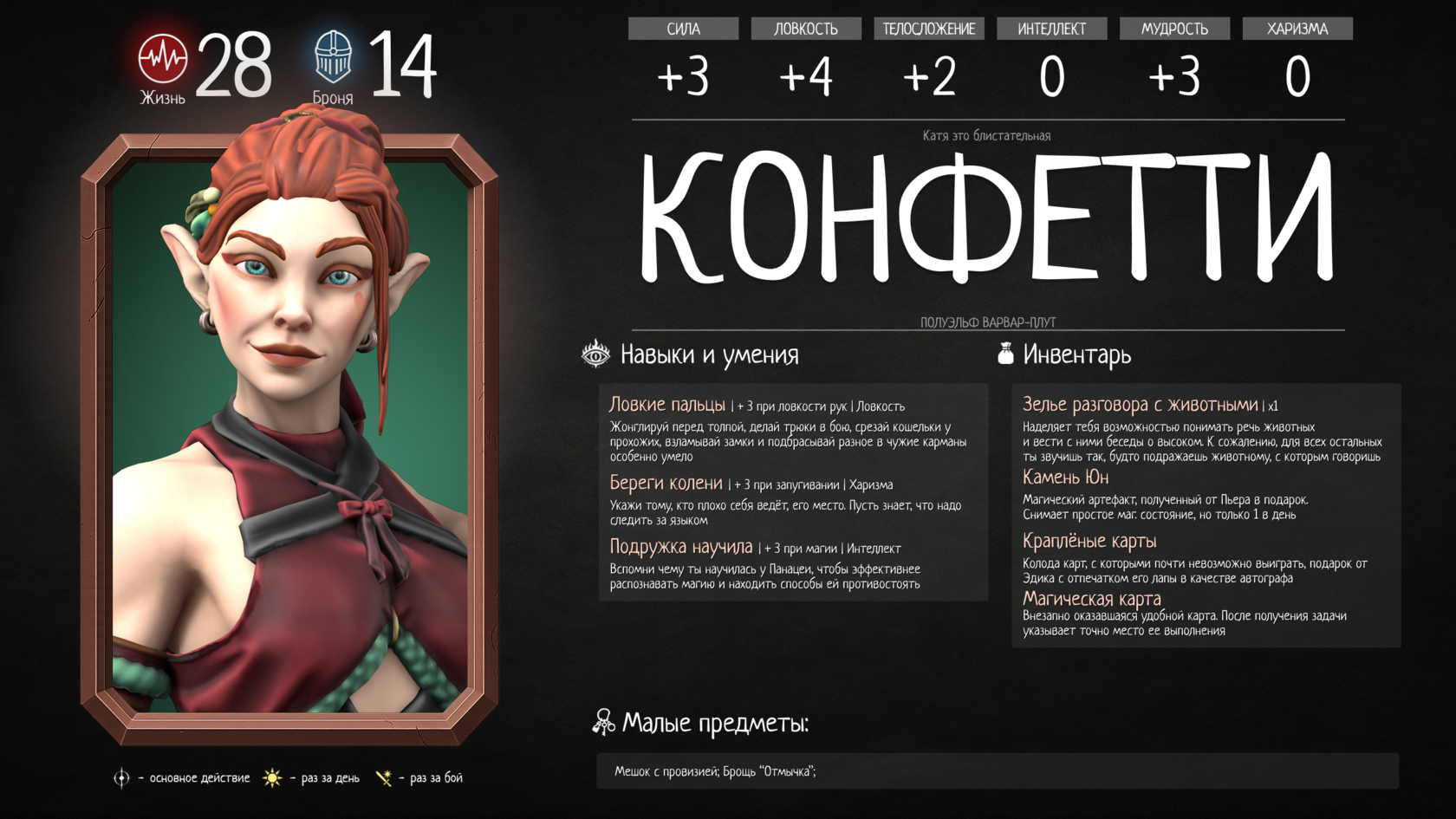 Вторая карточка способностей Конфетти