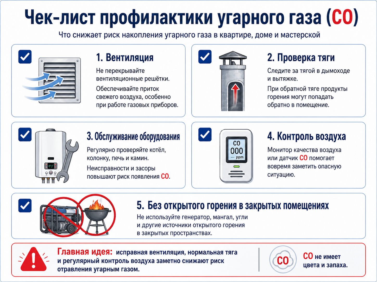 Чек-лист профилактики CO