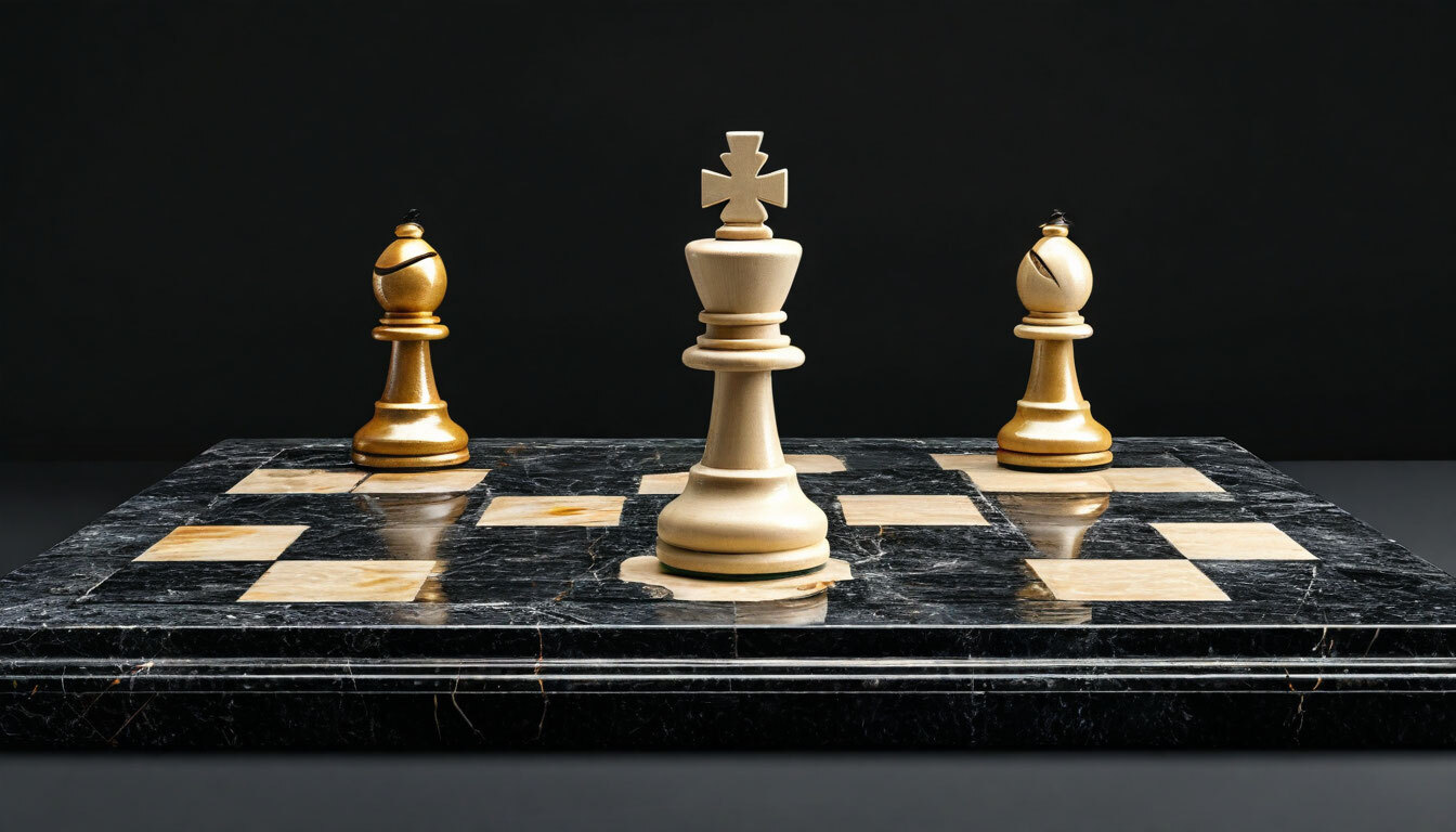 Premium strategic chess position with three routes