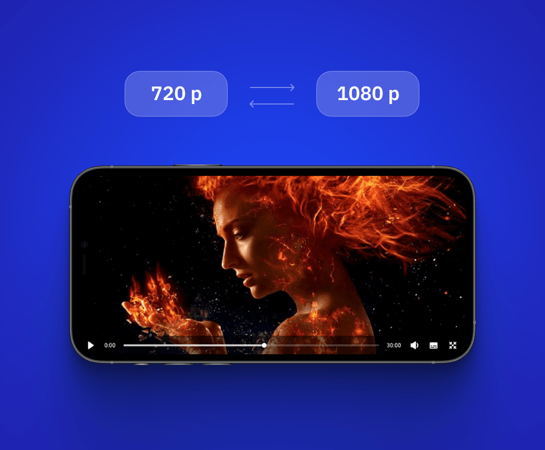 Кадр из фильма и иконка изменения качества