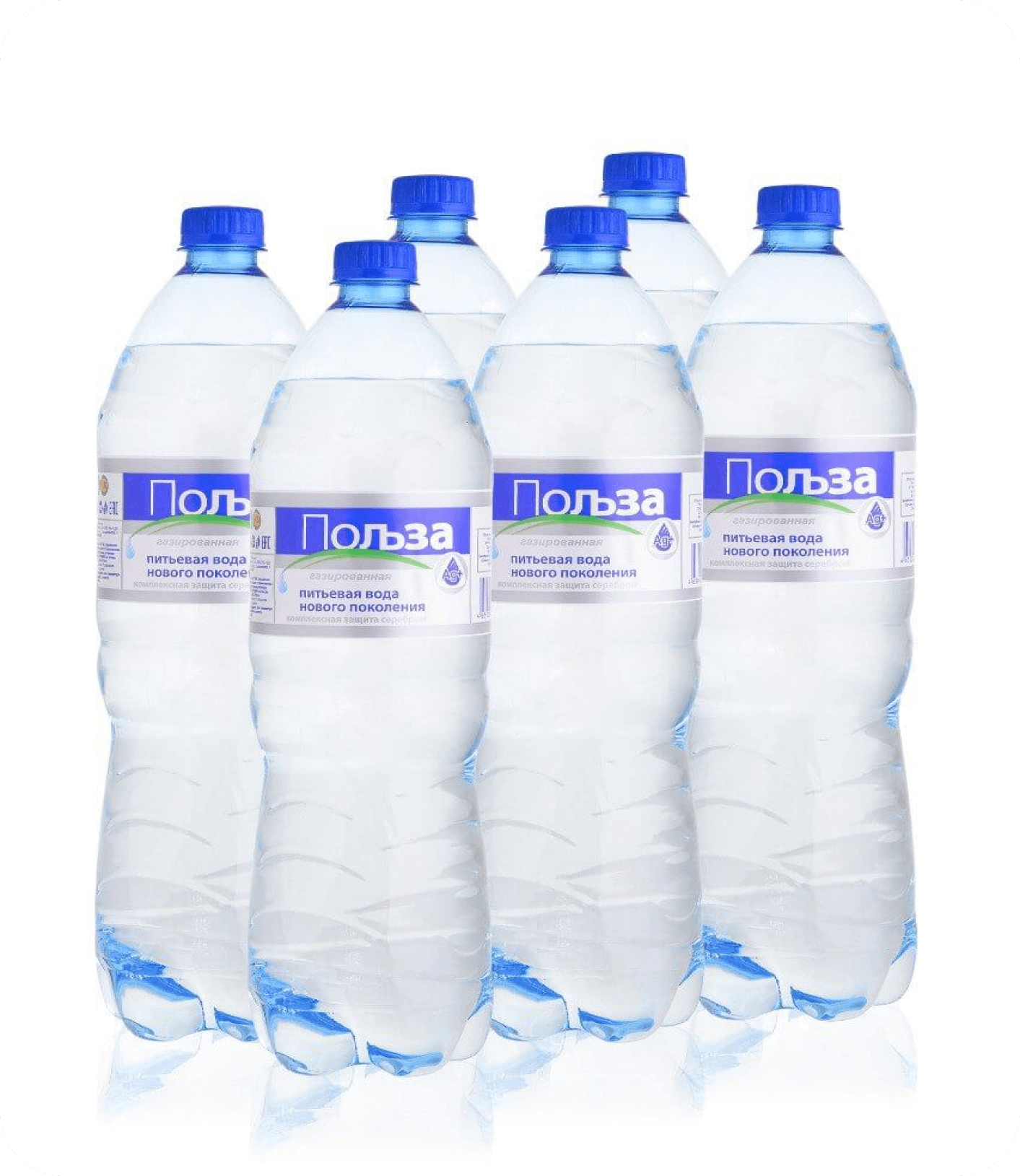 6 пластиковых бутылок с водой Польза, очищенной антисептиком для воды Деарген