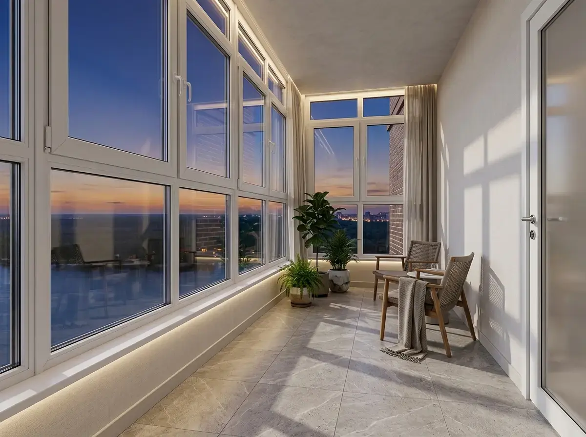 Остекленная лоджия профилем РЕХАУ