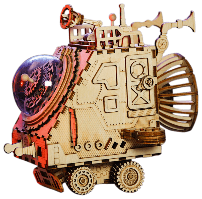 Eco-friendly DIY wooden constructor puzzle futuristic space ship