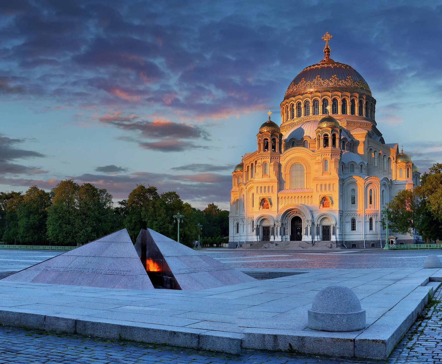 The Naval cathedral of Saint Nicholas in Kronstadt is a Russian Orthodox cathedral