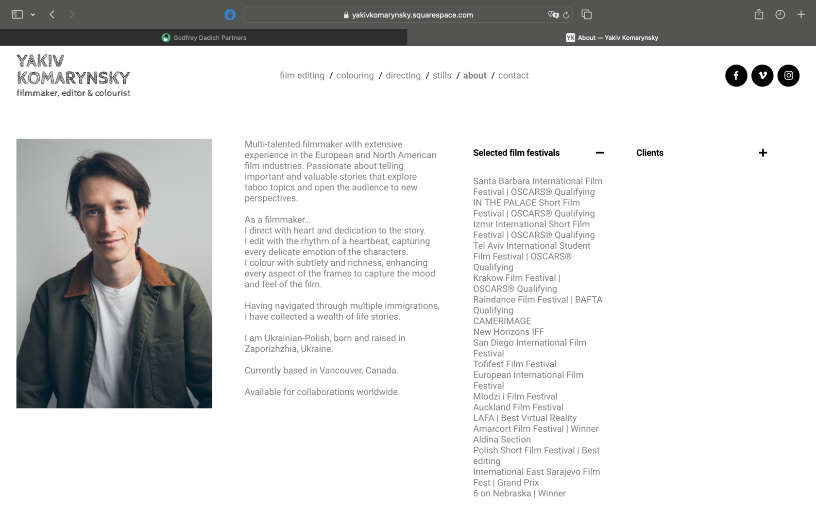 Yakiv Komarynsky — director's portfolio