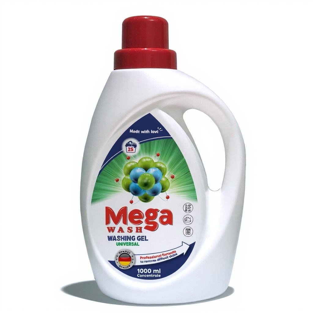 Mega Wash Universal 1L – polnischer Hersteller Waschgel, Haushaltschemie Großhandel Warschau Krakau Breslau Danzig, Alternative Ariel Persil Woolite