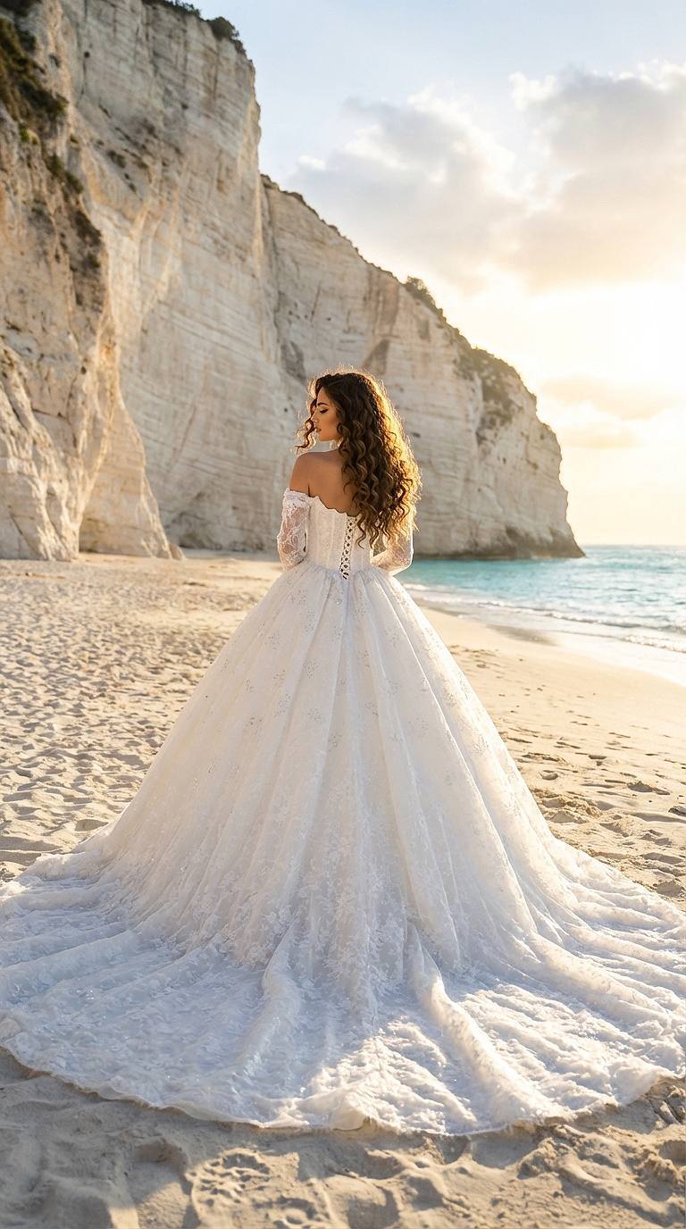 свадебное платье роскошное со шлейфом