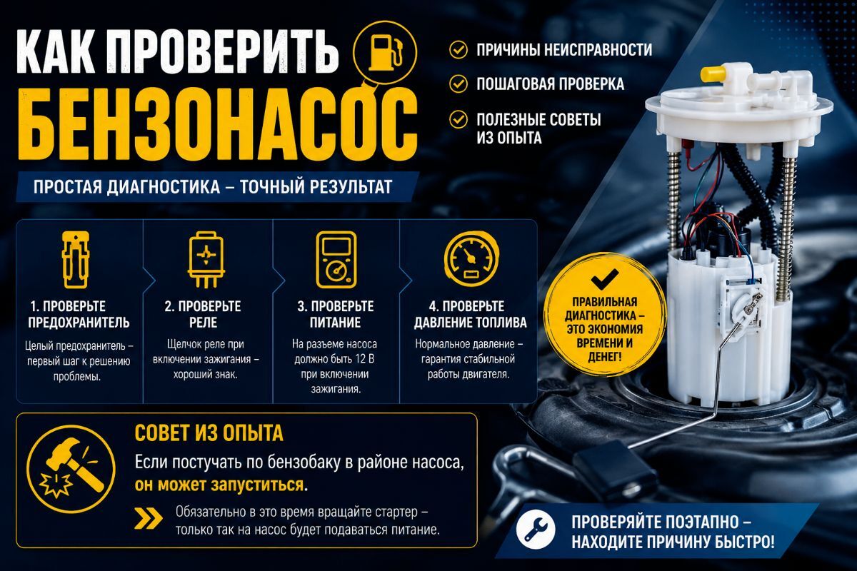 Как проверить бензонасос автомобиля — признаки неисправности и диагностика