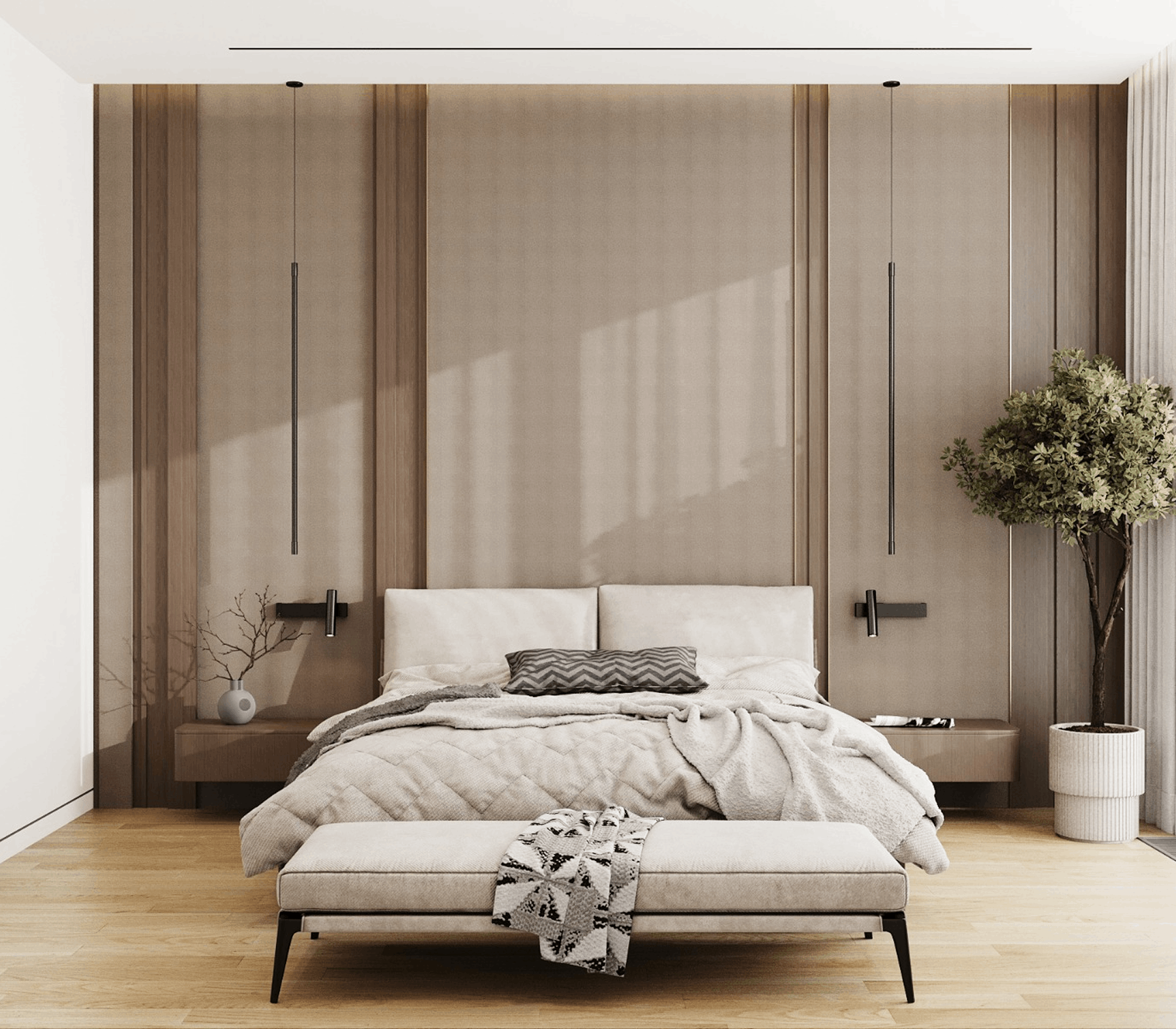 дизайн интерьера спальни в доме