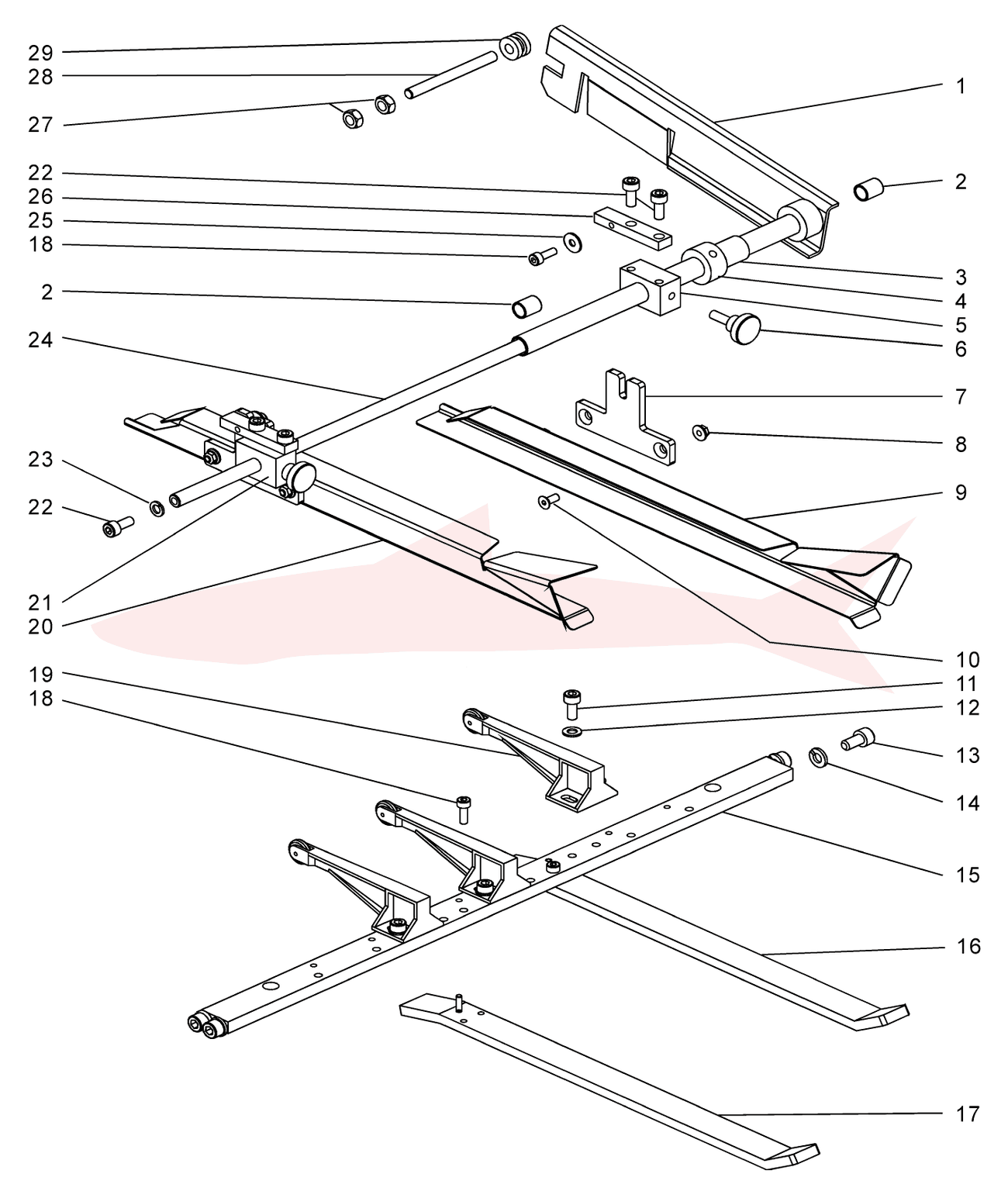 Foldnak 40 PP01 Racks and Stops — схема деталей