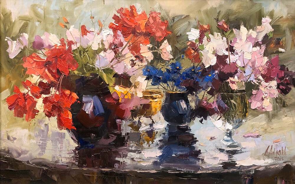 Sweet pea bouquets. 2015. Oil on canvas