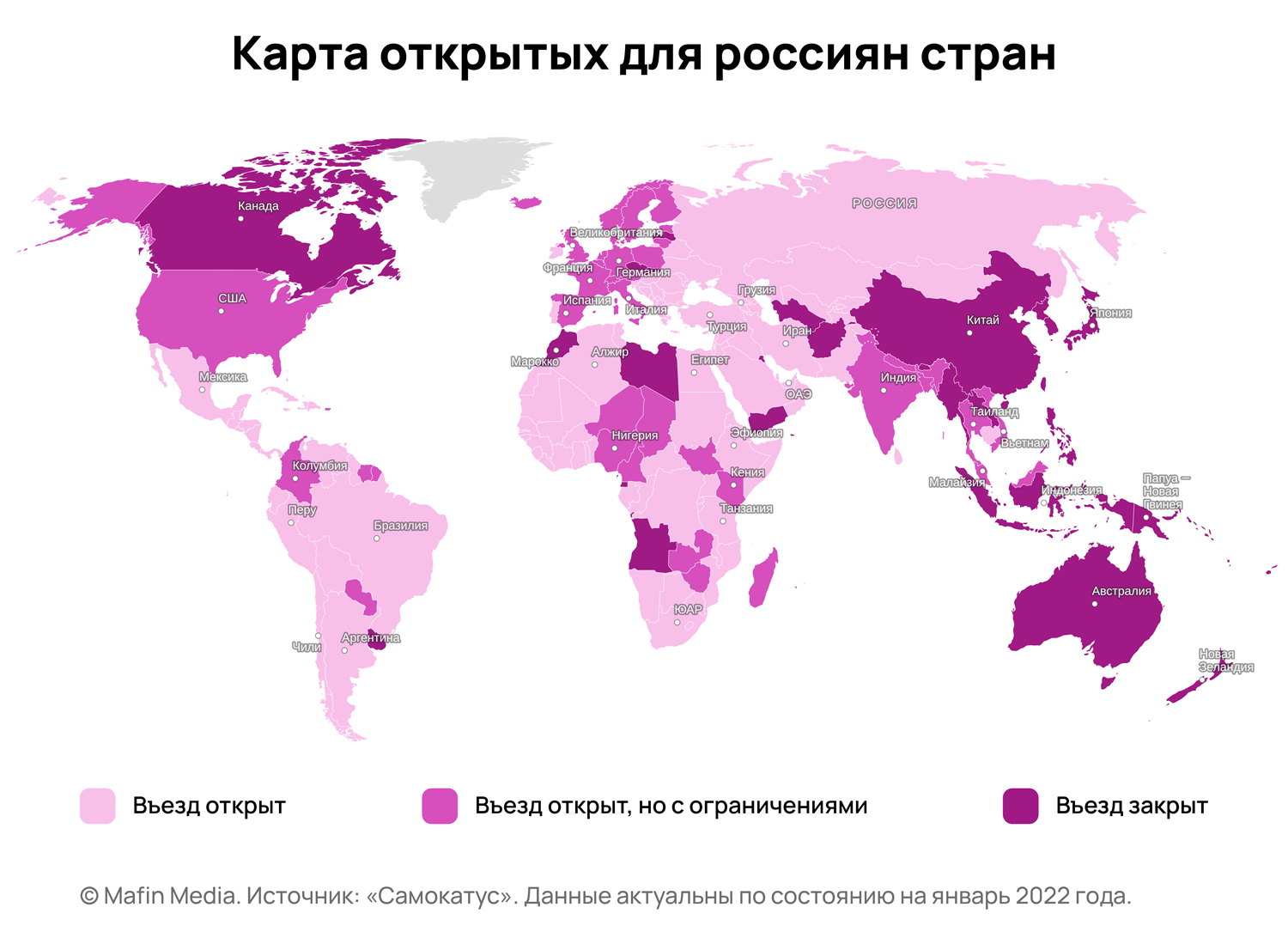 Какие страны открыты для россиян в 2022 году
